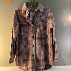 *NWT* Halara pink button up plaid shirt